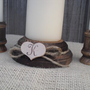 Wood Unity Candle Set Rustic Monogram Wedding Candle Item 1021 image 4