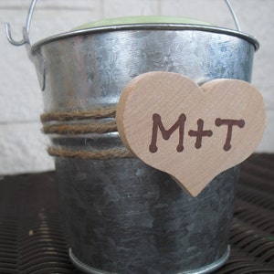 Country Heart Tin Pails Candy Container Favors or Candle Holders Item 1112 image 4