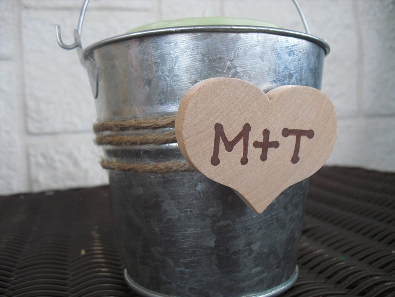 Country Heart Tin Pails Candy Container Favors or Candle Holders Item 1112 image 4
