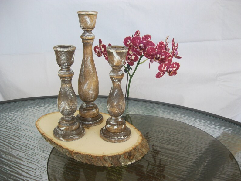 Set of 3 Custom Distressed Candle Holders. Great for Home Etsy