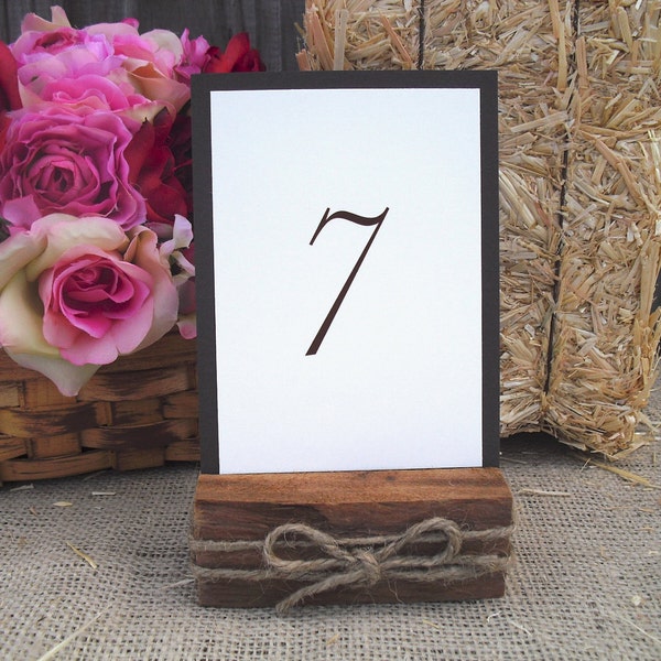 Table Number Holders - Cedar and Rope Rustic Wood Table Number Holders - Item 1052