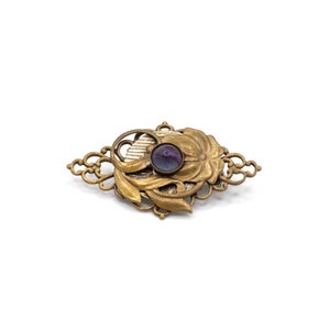 Vintage Art Nouveau Genuine Fluorite Floral Pin, Gift For Her