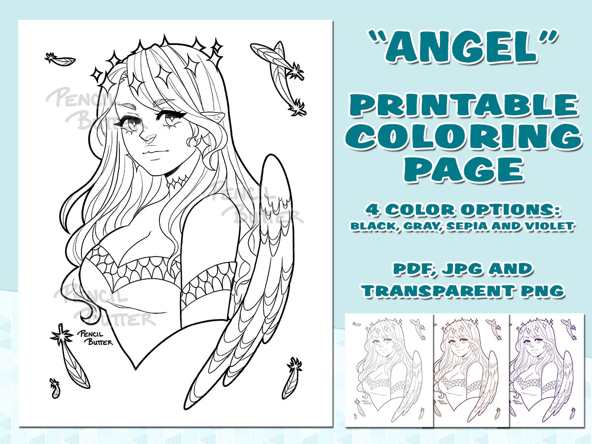 PRINTABLE COLORING PAGE - Angel - Etsy