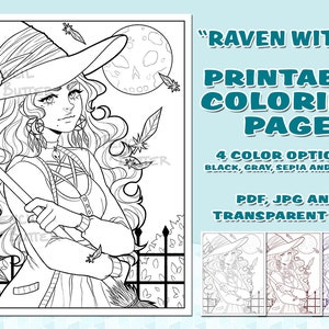 PRINTABLE COLORING PAGE - Raven Witch