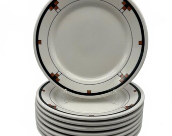 Set of 8 Vintage Roycroft Inn Buffalo China 9.75” Dinner Plates Arts & Crafts