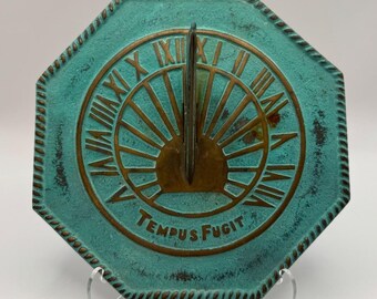 Vintage Virginia Scorpion Metalcrafters Tempus Fugit Bronze Sundial Verdigris