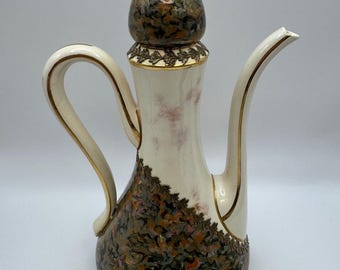 Antique Doulton's Marbled Enamel Ewer, Gilt Oak Leaves (c.1880s)