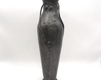 Antique Circa 1900 Art Nouveau Kayserzinn "4312" Pewter Vase with Lilies