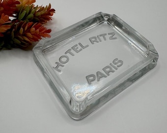 Rare Vintage 1930’s Hotel Ritz Paris Art Deco Glass Ashtray