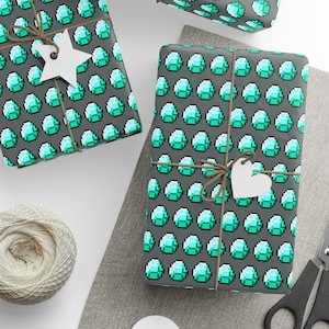 Diamond Wrapping Paper for Gamer- Minecrafter Gift Wrap- Minecrafter Birthday- Christmas Wrapping Paper