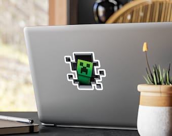 Vinyl Sticker Creeper- Minecrafter Gift- Minecrafter Decal- Gift for Gamer- Kiss-Cut Vinyl Decal