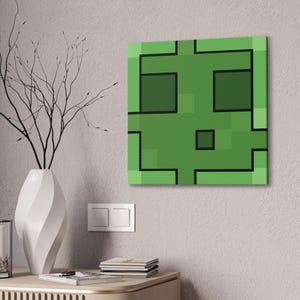 Canvas Wall Art Slime, Minecrafter Gift, Game Kid Art, Bedroom Decoration, Kids Room, MineC Art, Mob Head