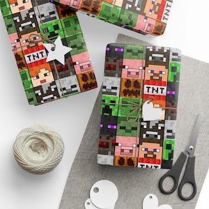 Mob Heads Wrapping Paper for Gifts- Gift Wrap- Minecrafterer Birthday- Christmas Wrapping Paper- Birthday Wrapping Paper- Gift for Gamer
