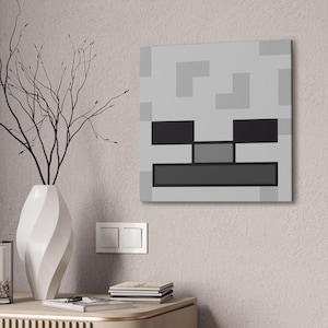 Canvas Wall Art Skeleton, Minecrafter Gift, Game Kid Art, Bedroom Decoration, Kids Room, MineC Art, Mobs