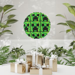 Minecrafterer Creeper Birthday Party Balloon 11&quot;- Birthday Decorations- Bday party- Gift for Gamer- Party Balloons- Creeper Head