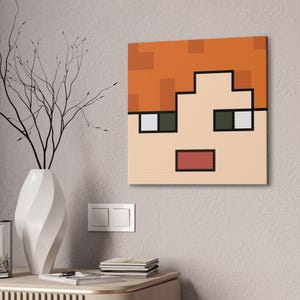 Canvas Wall Art Alex, Minecrafter Gift, Game Kid Art, Bedroom Decoration, Kids Room, MineC Art, Mob Head