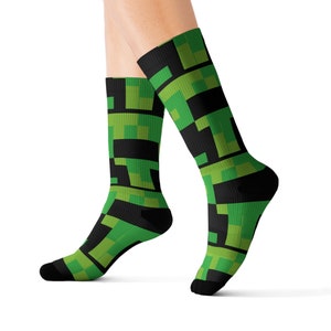 Custom Socks- Gift for Miner- Creeper Birthday- Christmas Gift- Birthday Gift- MineC Socks, Stocking Stuffer