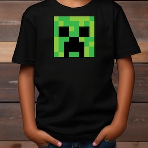Kids Shirt- Creeper Head- Minecrafterer Shirt- MineC Gift- For Gamers- Minecrafter Gift, Creeper, Zombie, Steve, Alex