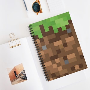 Custom Notebook Journal, Grass Block, Minecrafter Gift, School Supplies, Kids Notebook, Spiral Notebook. Journaling Book