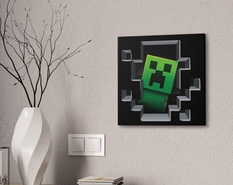 Lienzo de Creeper para pared, regalo de Minecrafter, arte infantil de juegos, decoración de dormitorio, habitación infantil, arte MineC
