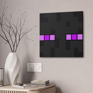 Canvas Wall Art- Enderman Head- Minecrafterer Gift- Game Kid Art- Bedroom Decoration- Kids Room, MineC Art