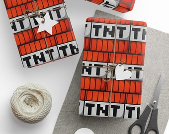 TNT Wrapping Paper for Gamer- Gift Wrap- Minecrafterer Birthday- Christmas Wrapping Paper- Birthday Decorations- MineC