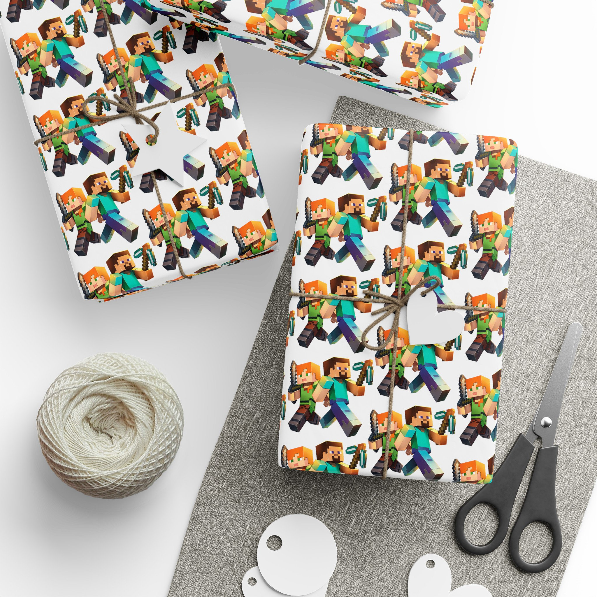 Wrapping Paper for Gamer- Gift Wrap Steve Alex- Minecrafterer Birthday- Christmas Wrapping Paper Minecrafter Birthday Decorations MineC
