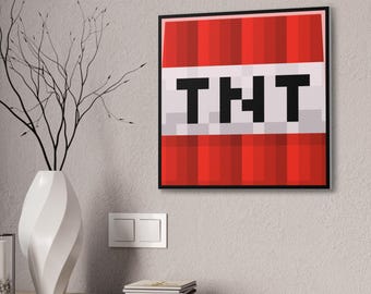 Canvas Wall Art- TNT Block- Minecrafterer Gift- Game Kid Art- Bedroom Decoration- Kids Room, MineC Art