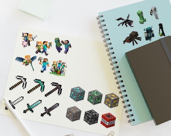 11inx8.5in Minecrafter sticker sheet- Minecrafter Gift- Minecrafter Decal- Gift for Gamer- Die-Cut Sticker
