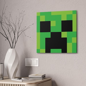 Canvas Wall Art- Creeper Head- Minecrafterer Gift- Game Kid Art- Bedroom Decoration- Kids Room, MineC Art