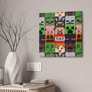 Mob Heads Canvas Wall Art- Minecrafterer Gift- Game Kid Art- Bedroom Decoration- Kids Room- MineC Art