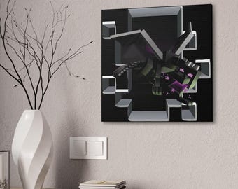 Ender Dragon Canvas Wall Art- Minecrafterer Gift- Game Kid Art- Bedroom Decoration- Kids Room- MineC Art