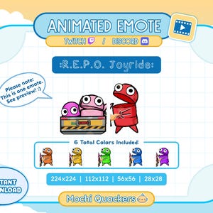 GEANIMEERDE emote | REPO Cart Emote - Joyride | Twitch & Discord-emoji, 4 gif-groottes | Grappige meme stream Raid-melding R.E.P.O. Semibot Run Yell