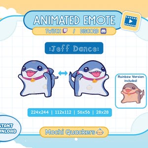 ANIMATED Emote | Jeff the Shark Dance Emote for Twitch & Discord, 4 gif sizes | Crumb Cat Rave Meme Land Shark Rave Hype Rivals Stream Alert