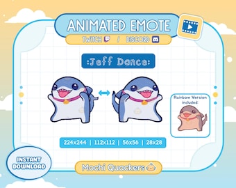 ANIMATED Emote | Jeff the Shark Dance Emote for Twitch & Discord, 4 gif sizes | Crumb Cat Rave Meme Land Shark Rave Hype Rivals Stream Alert
