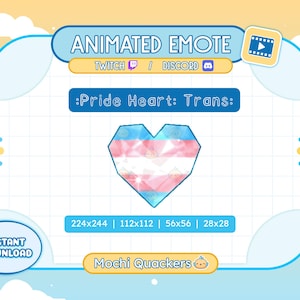 ANIMATED Emote | Pride Heart Emote - Transgender flag | Twitch Stream & Discord Emoji, 4 gif sizes | LGBTQ+ LGBT Trans Love