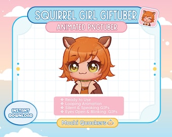 Animated Squirrel Girl PNGTuber for Streaming, Ready to Use for Twitch and OBS | GIFTuber Cute Chibi Rivals Avatar veadotube gif Model