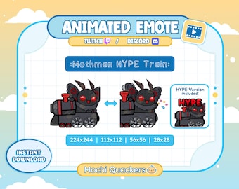 Animated Emote - Mothman Hype Train | Black Moth Halloween Cryptid Twitch Stream Alert & Discord Emoji