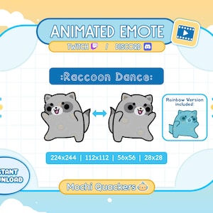 Animated Emote - Gray Raccoon Dance | Party Rave Hype Emoji for Twitch & Discord