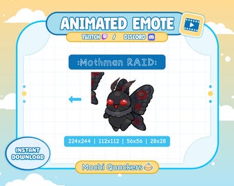 Animated Emote-  Mothman Raid | Chibi Black Moth Cryptid, Twitch Stream & Discord, Marching Emoji