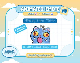 ANIMATED Emote | Kpop Demon Hunters Tiger Emote - Derpy Think | Twitch & Discord Emoji, 4 gif sizes | KPDH Loading Thinking Blank Stare