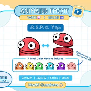 ANIMATED Emote | REPO YAP Emote for Twitch Stream & Discord Emoji, 4 gif sizes | Spooky R.E.P.O. Game Funny Yapping Pop Cat Meme Talking