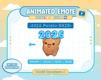ANIMATED Emote | New Years Emote - Potato Raid 2026 | Marching, Twitch Alert & Discord Emoji (GIF)