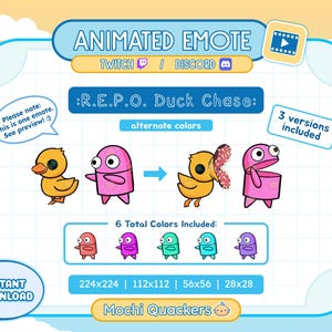 ANIMATED Emote | REPO Apex Predator Emote - Duck Tag Game Run Away | Twitch & Discord Emoji, 3 versions | R.E.P.O Emote Pack Stream Alert