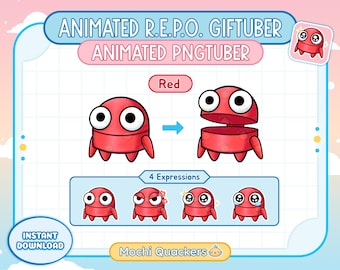 Animated PNGTuber | Red REPO Bot GIFTuber - 4 Expressions | veadotube, Discord Reactive, Twitch Streaming
