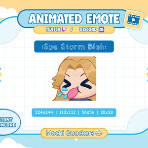 Animated Emote | Rivals Invisible Woman - Sue Storm Bleh Emoji for Twitch/Discord (4. gif sizes)