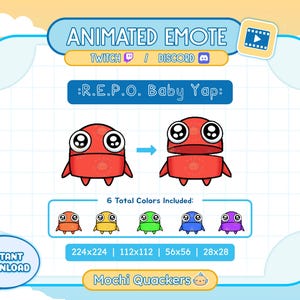 ANIMATED R.E.P.O. Emote | Baby REPO Yap Emote | Twitch Stream & Discord Emoji, 4 gif sizes | Funny REPO I love Meme, Small Cute R.E.P.O. Bot