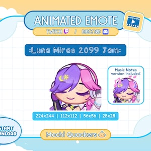 Rivals ANIMATED Emote | Luna Snow Mirae 2099 Emote Jam | Twitch Stream & Discord | Rivals Skin Cute Kawaii Chibi Music Jamming Vibing Emoji