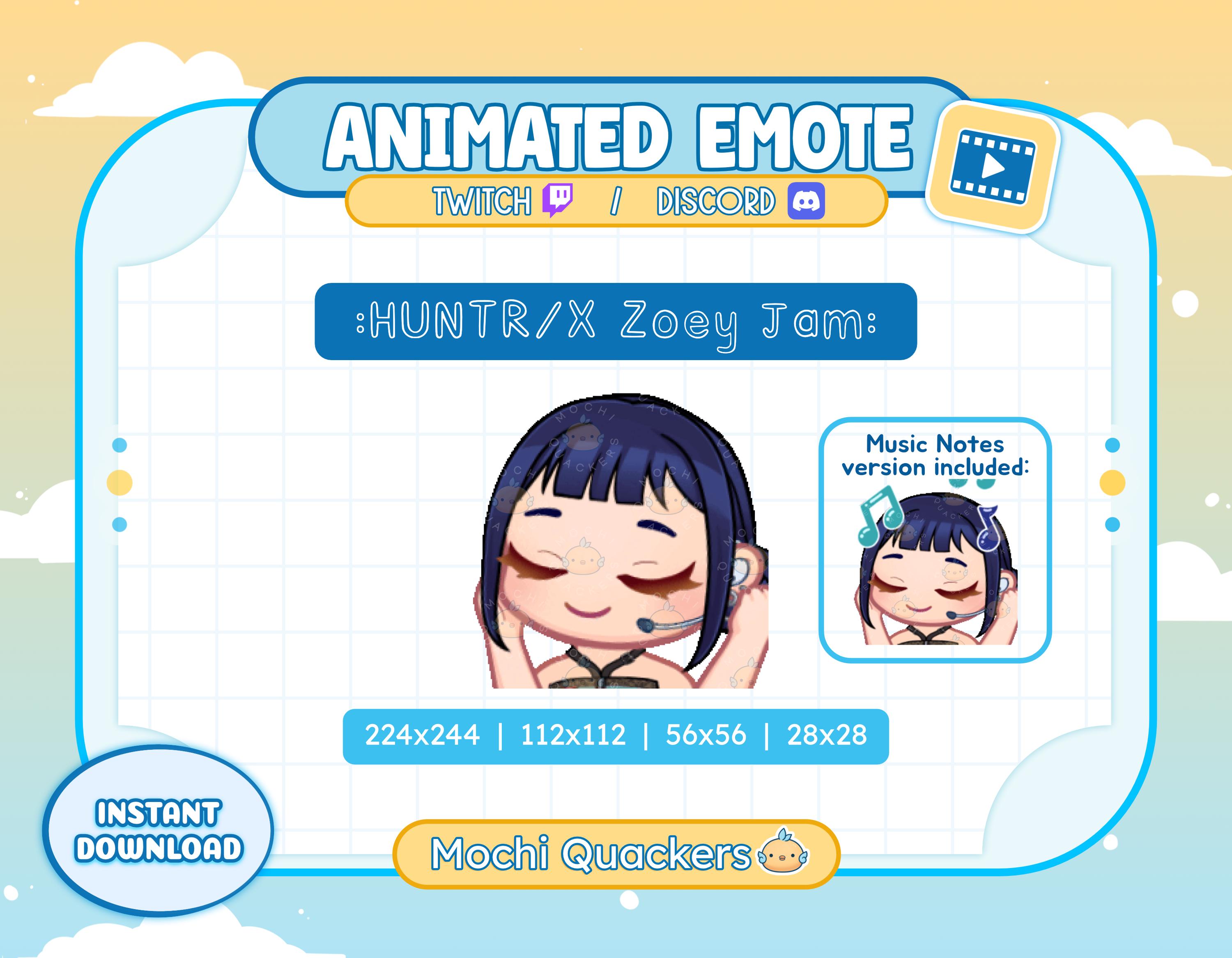 アニメーション絵文字 | KPDH Zoey 絵文字 - ジャム | Twitch & Discord、KDH Kpop ジャム、音楽絵文字