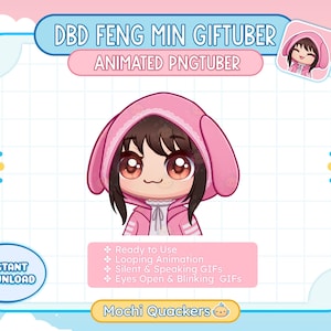 Animerad rosa kanin Feng Min PNGTuber | DBD Stream GIFTuber Avatar, veaodtube, Discord Reactive